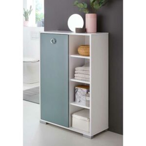 Basilicana Badezimmer Highboard in Hellblau und Weiß 65 cm breit