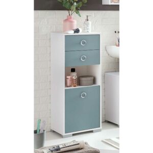 Basilicana Badschrank in Hellblau und Weiß 105 cm hoch