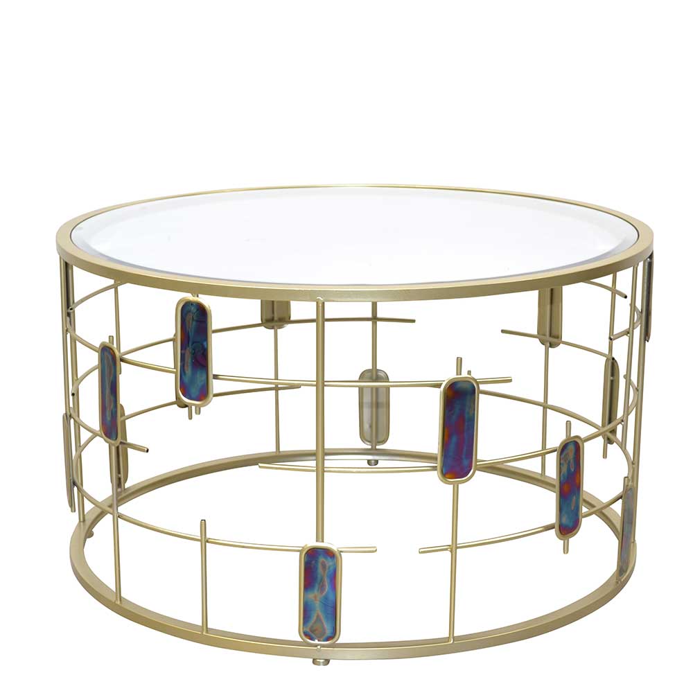 Möbel4Life Moderner Designtisch in Goldfarben Spiegelglas und Metall