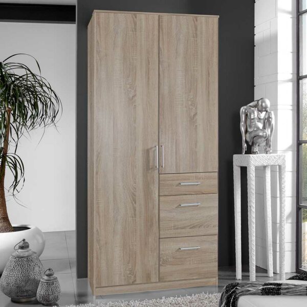 Star Möbel Jugendkleiderschrank mit drei Schubladen Eiche Sägerau