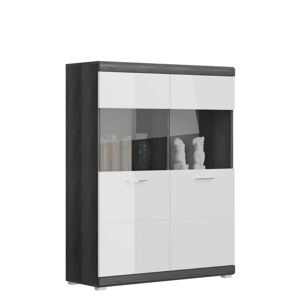 Möbel4Life Highboard modern mit 2 Glastüren Hochglanz Front