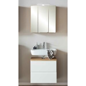 Star Möbel Waschtisch und Spiegelschrank in Weiß und Wildeichefarben modern (zweiteilig)