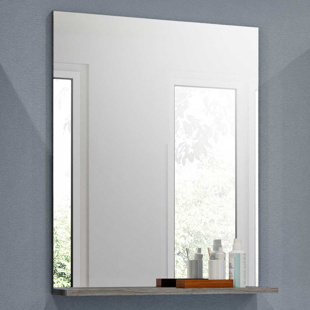 Möbel4Life Badspiegel für die Wandmontage Ablage Holzoptik Rauchgrau