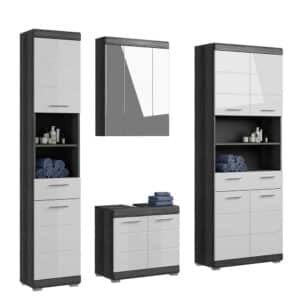 Möbel4Life Badmöbelkomplettset modern mit Hochglanzfront Spiegelschrank (vierteilig)