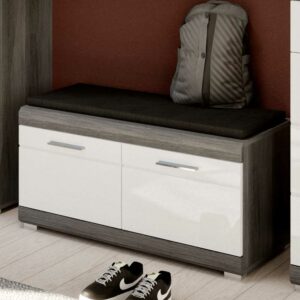 Möbel4Life Sitzbank Garderobe in Grau und Weiß wahlweise mit  Polsterauflage