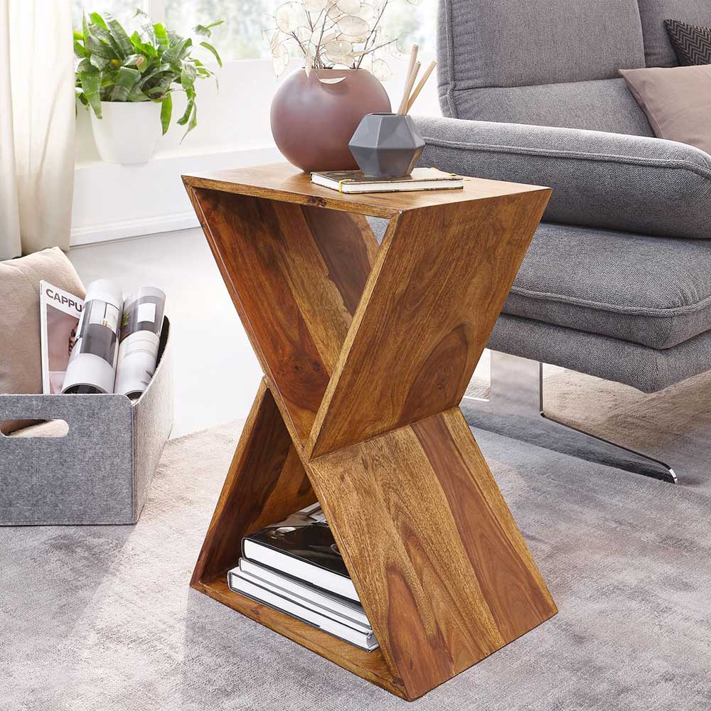 Möbel4Life Beistelltisch aus Sheesham Massivholz handgearbeitet