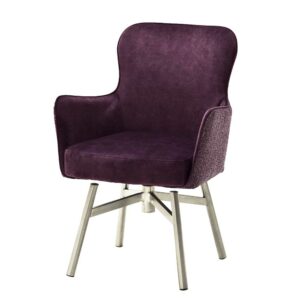 TopDesign Esstisch Stühle in Dunkelrot Velours drehbar (2er Set)