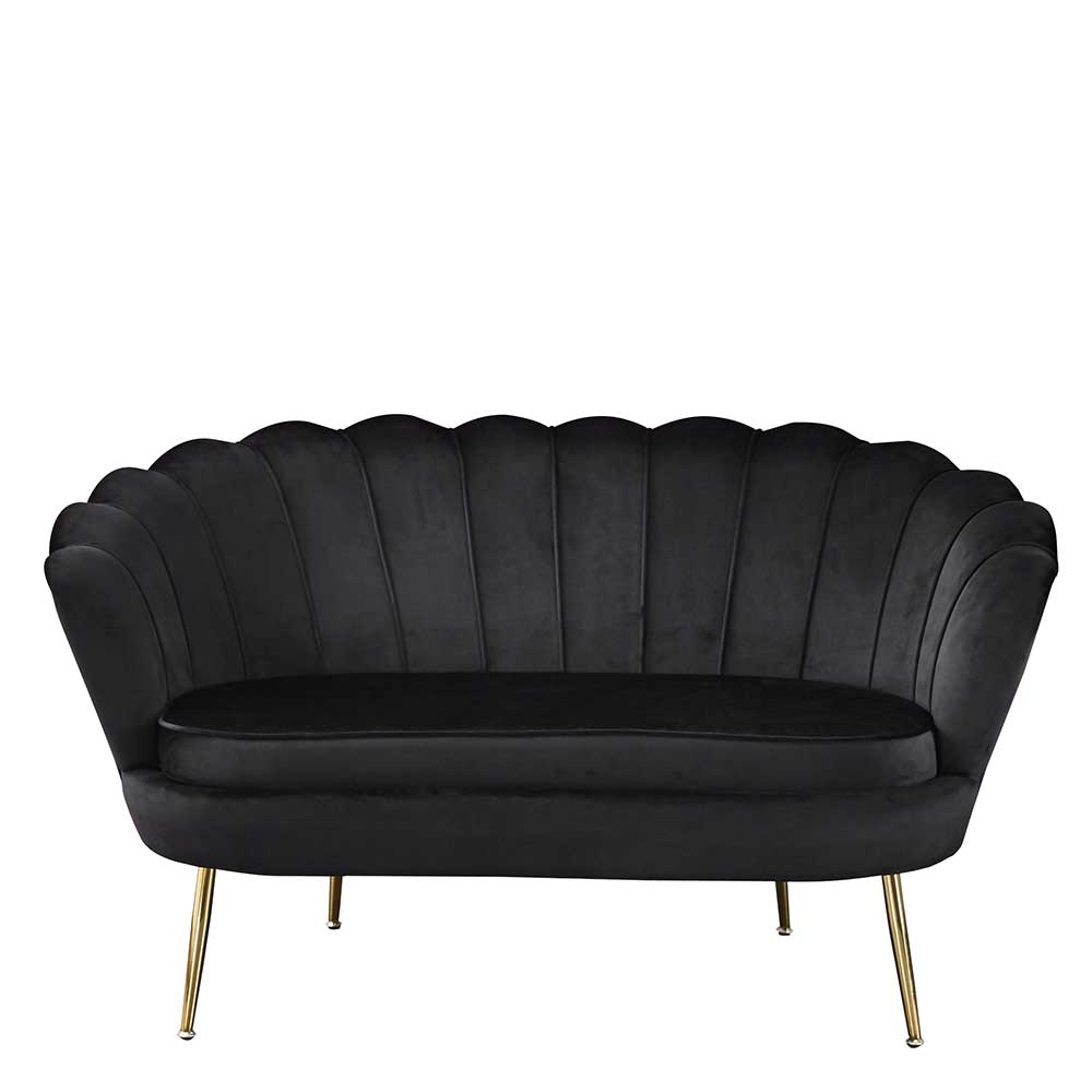 Rodario Samt Sofa in Schwarz muschelförmig