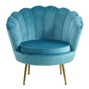 Rodario Samt Muschelsessel in Blau Retro Design