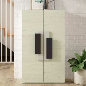 Furnitara Schuh Schrank in Creme Weiß und Schwarzgrau modern