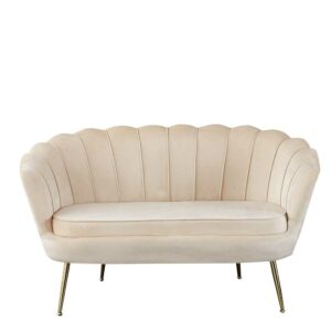 Rodario Design Sofa in Beige Samt Retro Style