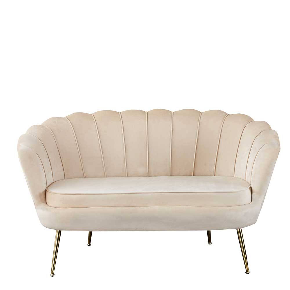 Rodario Design Sofa in Beige Samt Retro Style