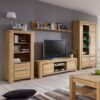Homedreams Wohnzimmer Wohnwand aus Kernbuche massiv Beleuchtung (vierteilig)