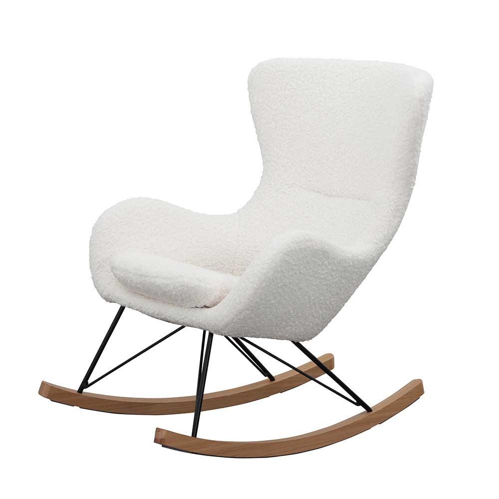 Rodario Plüsch Sessel in Weiß Schaukelfunktion