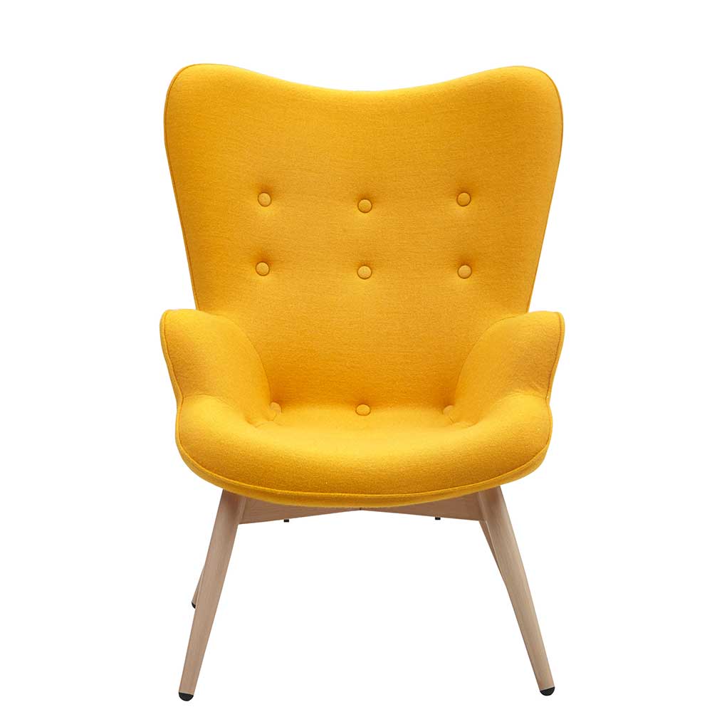 Rodario Skandi Design Sessel in Gelb Webstoff Ohren
