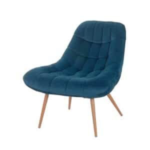 Rodario Lounge Sessel in Blau Samt Retrostil