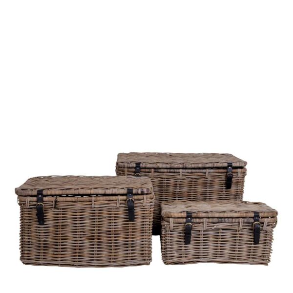 4Home Rattan Truhen in Graubraun Landhausstil (dreiteilig)