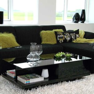 Rodario Sockel Couchtisch in Hochglanz Schwarz 120 cm breit