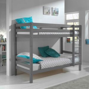 4Home Kinderzimmer Stockbett in Grau Kiefer Massivholz