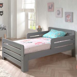 4Home Kinder Einzelbett aus Kiefer Massivholz Grau