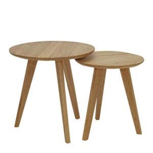 Life Meubles Tisch Set Massivholz aus Wildeiche runder Tischplatte (zweiteilig)