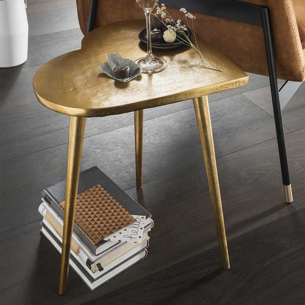 Life Meubles Beistelltisch Sofa mit herzförmiger Tischplatte Goldfarben
