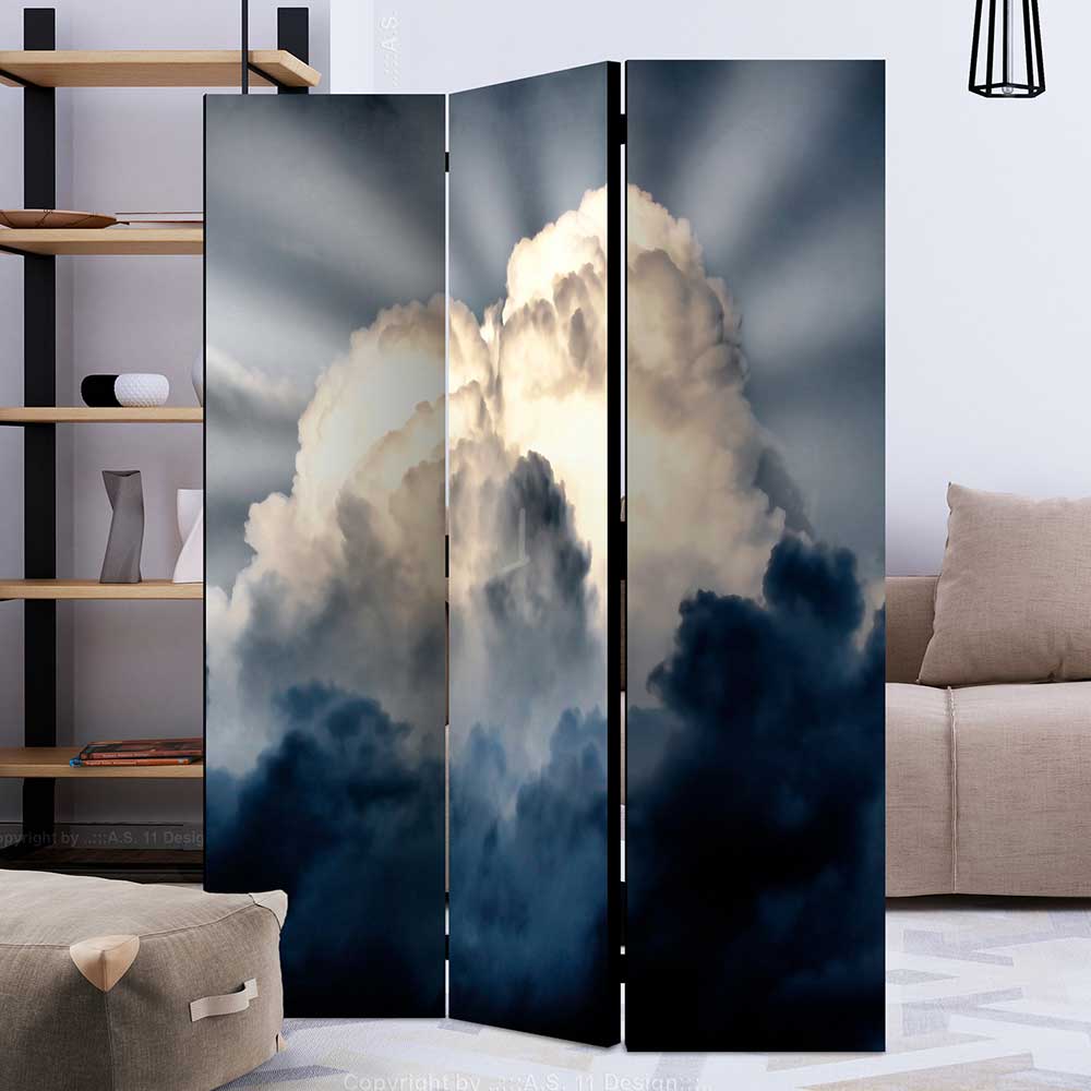 4Home Paravent Sichtschutz blickdicht Himmel - Wolken Motiv