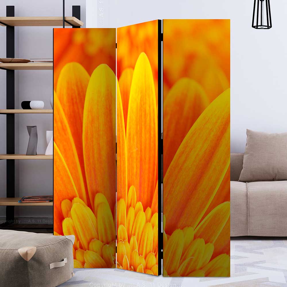 4Home Fotoprint Paravent in Gelbtönen Gerbera Motiv