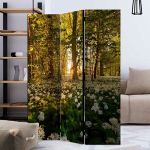 4Home Blickdichter Paravent mit Fotoprint Waldwiese 3 oder 5 Elemente