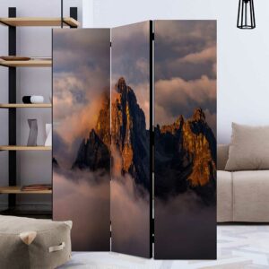 4Home Paravent Fotodruck mit Berglandschaft Motiv Landhausstil