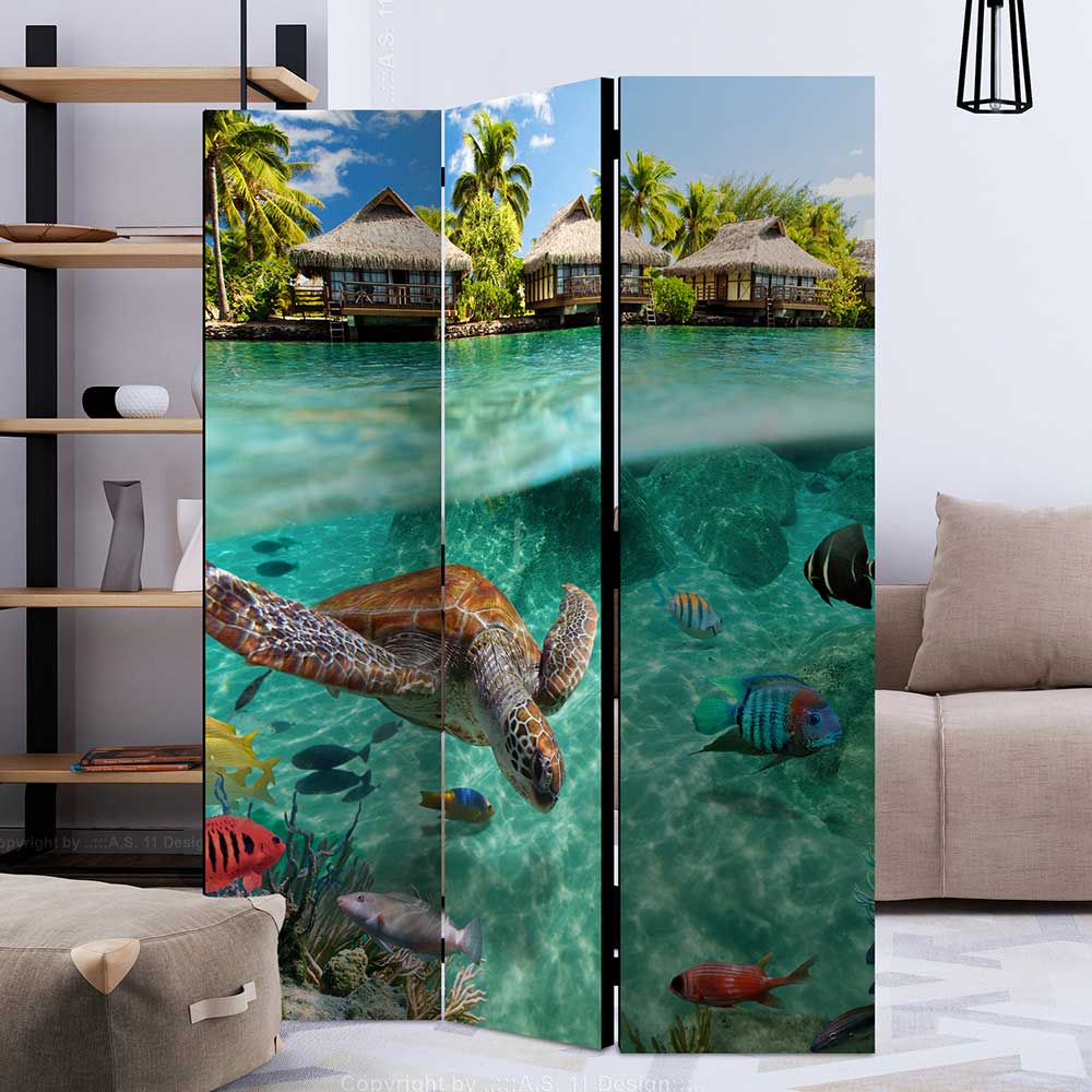 4Home Paravent Südsee Motiv Unterwasserwelt Print Leinwand