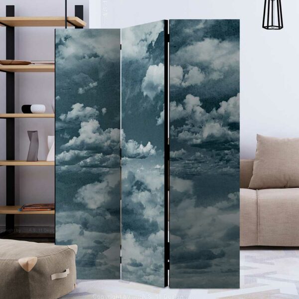 4Home Raumtrenner mit Wolken Motiv Grau und Blau