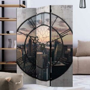 4Home Fotodruck Paravent mit NYC Motiv in Uhr Leinwand Füllung