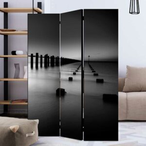 4Home Strandmotiv Paravent monochrom Leinwand Füllung