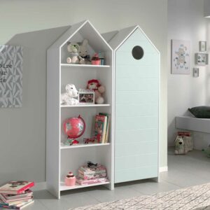 4Home Kinderkleiderschrank mit Regal Haus Optik (zweiteilig)