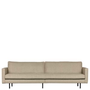 Basilicana Dreisitzer Sofa in Beigegrau Webstoff Retro Style