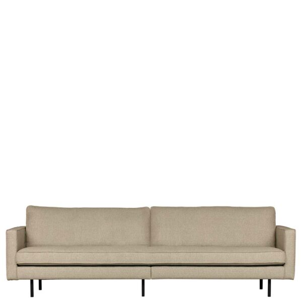 Basilicana Dreisitzer Sofa in Beigegrau Webstoff Retro Style