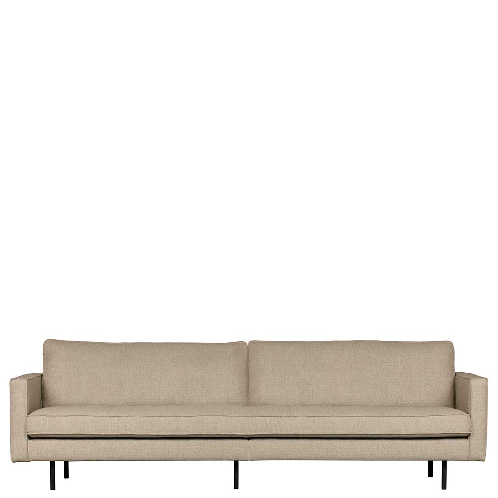 Basilicana Dreisitzer Sofa in Beigegrau Webstoff Retro Style