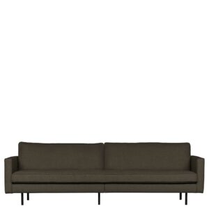 Basilicana 3er Sofa in Graubraun Webstoff Retrostil