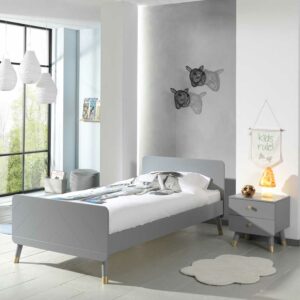 4Home Jugendzimmer Bett in Grau und Goldfarben modern (zweiteilig)