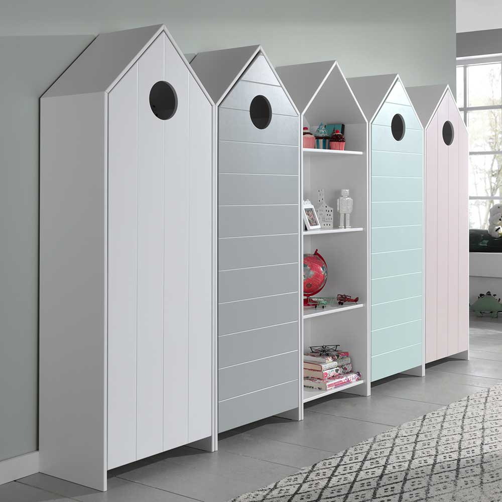 4Home Kinderkleiderschrank Set in Bunt Regal (fünfteilig)