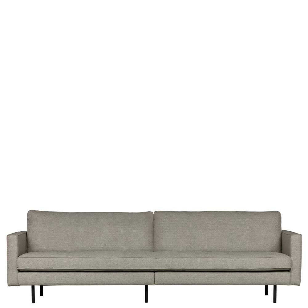 Basilicana Dreisitzer Sofa in Hellbraun Webstoff Retro Design