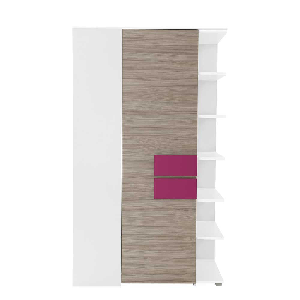 Spirinha Mädchenzimmer Eckschrank in Holz Pink Weiß Regal