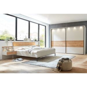 Franco Möbel Modernes Schlafzimmer Set in Eiche Bianco Beige (vierteilig)