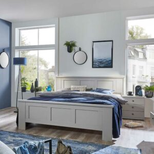 Franco Möbel Hellgraues Landhaus Bett Made in Germany 104 cm hoch