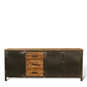 Natura Classico Goßes Sideboard im Industry und Loft Stil Mangobaum Massivholz und Metall