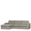 Basilicana Wohnzimmer Couch L Form im Skandi Design Beige Stoff