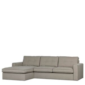 Basilicana Wohnzimmer Couch L Form im Skandi Design Beige Stoff