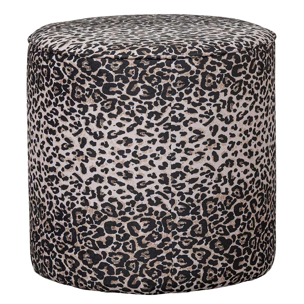 Basilicana Runder Sitzpouf Leo Print mit Samt Bezug modernem Design