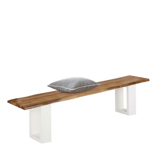 Möbel4Life Eßtischbank aus Akazie Massivholz weißem Metall